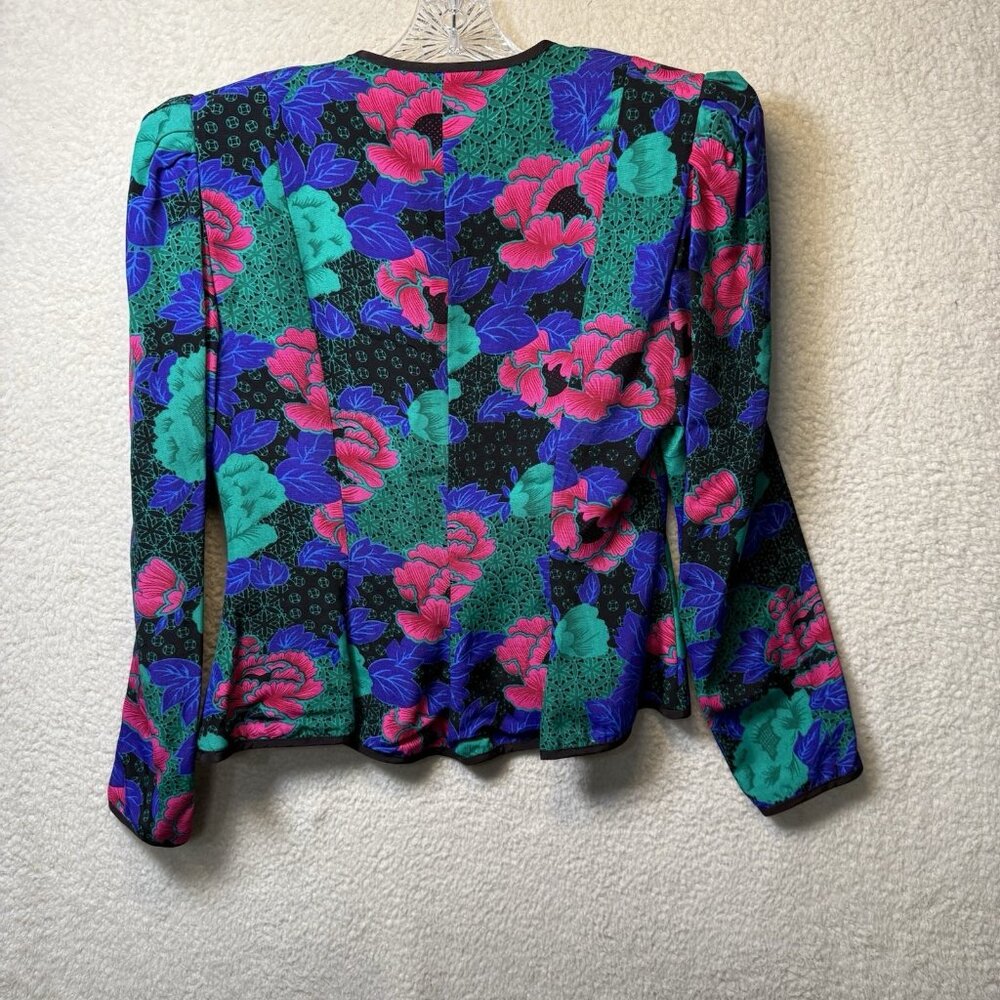 Vintage 1980's Jessica Howard Bold Bright Floral Blazer Women's Size 6 Vibrant - Picture 7 of 7